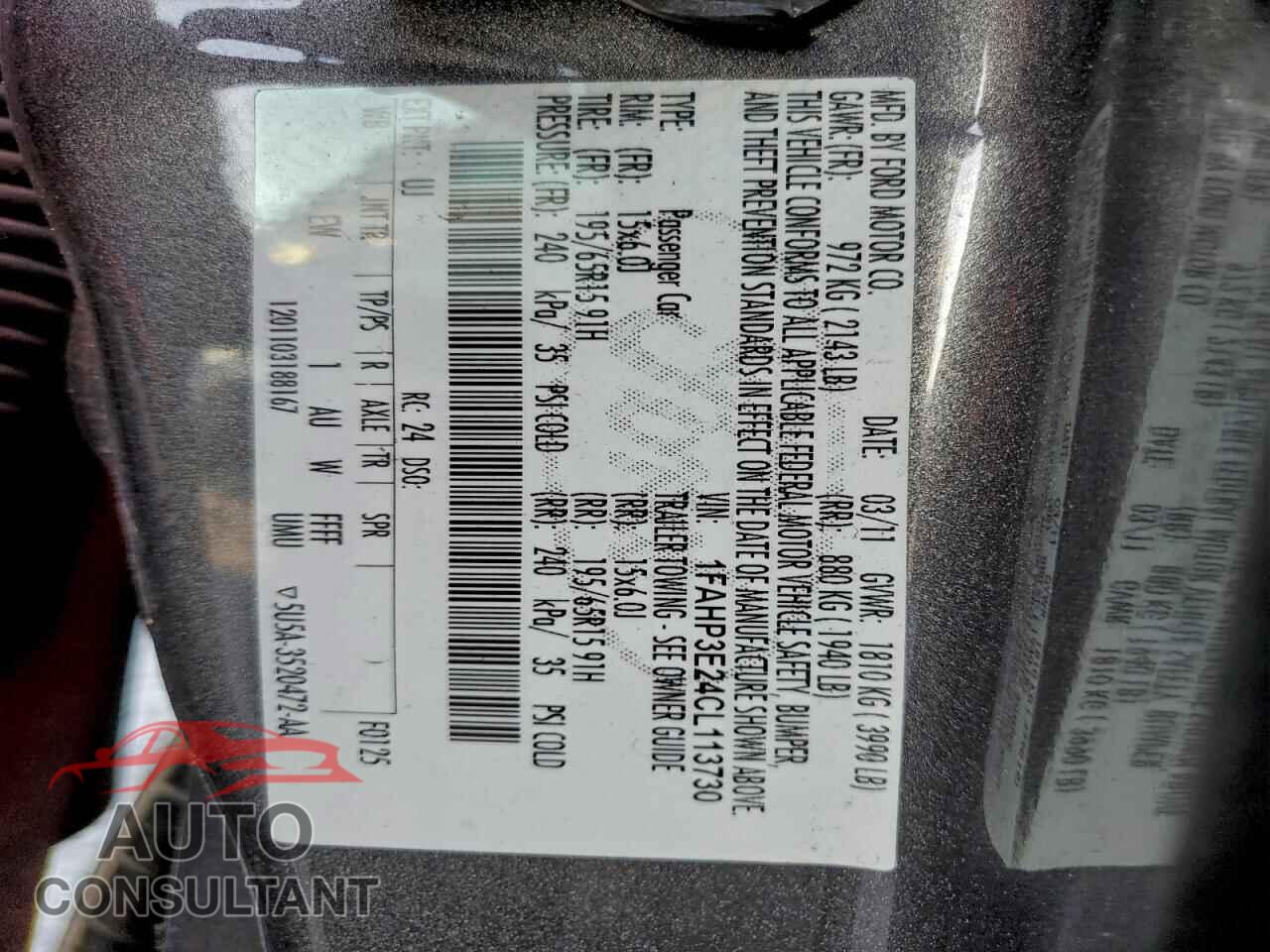 FORD FOCUS 2012 - 1FAHP3E24CL113730