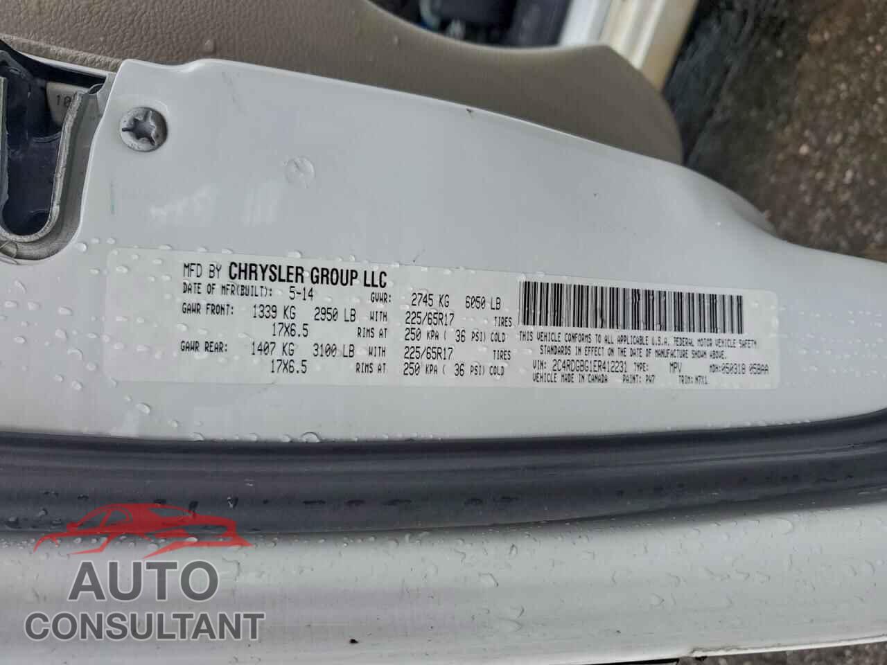 DODGE CARAVAN 2014 - 2C4RDGBG1ER412231