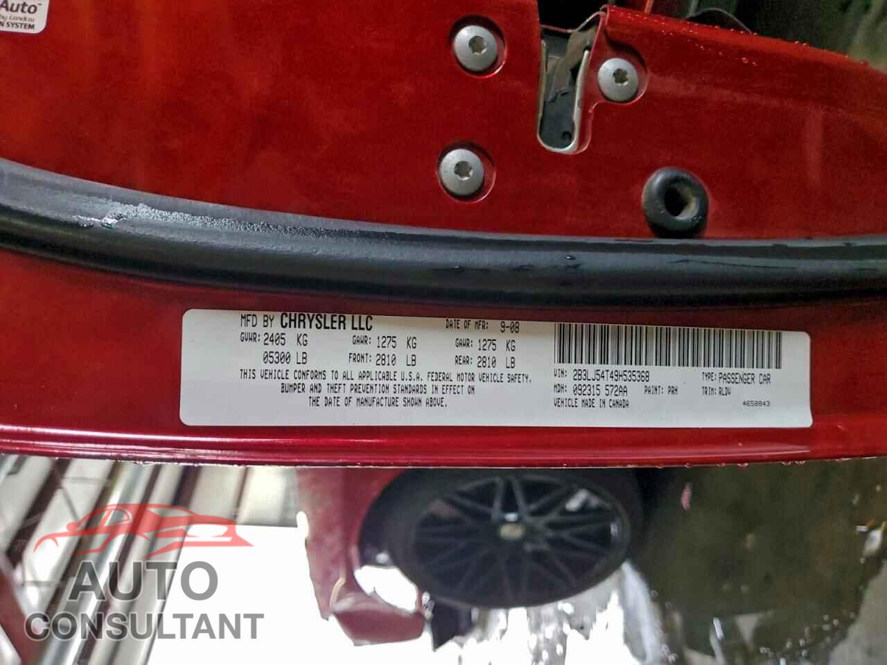DODGE CHALLENGER 2009 - 2B3LJ54T49H535368