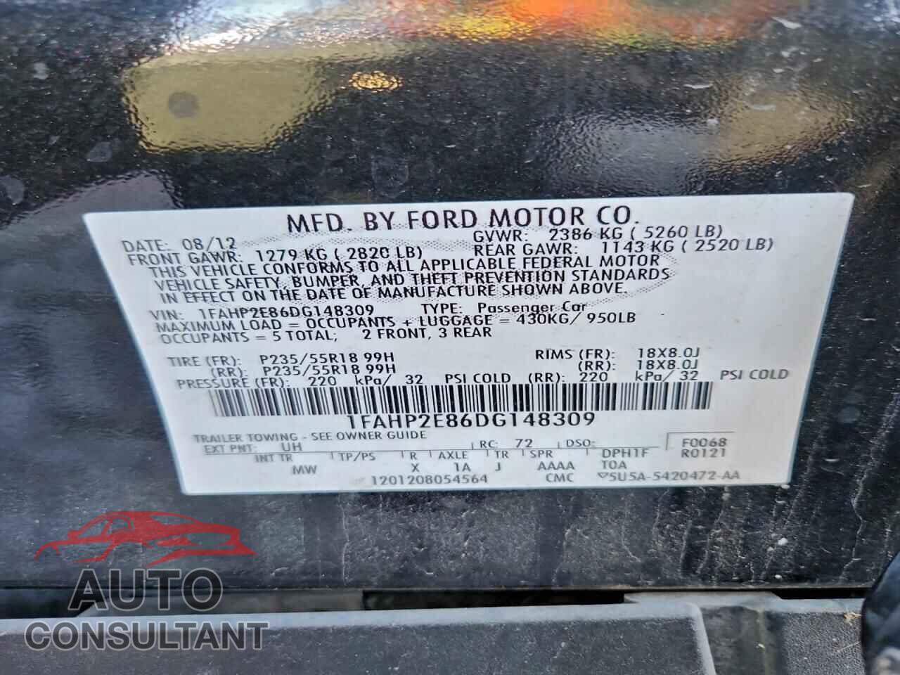 FORD TAURUS 2013 - 1FAHP2E86DG148309