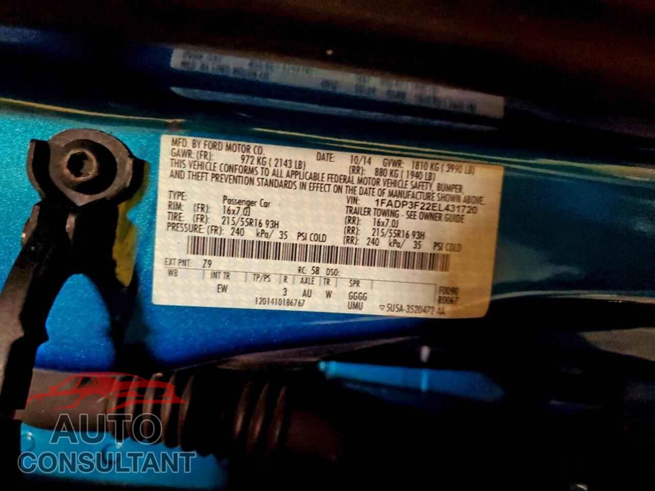 FORD FOCUS 2014 - 1FADP3F22EL431720