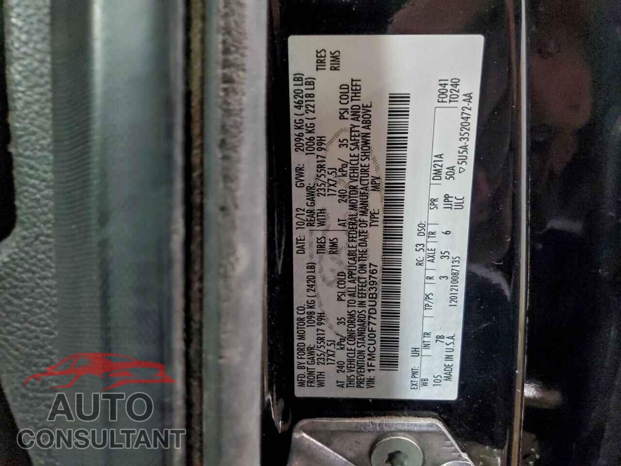 FORD ESCAPE 2013 - 1FMCU0F77DUB39767
