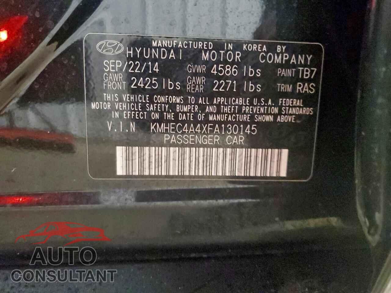 HYUNDAI SONATA 2015 - KMHEC4A4XFA130145