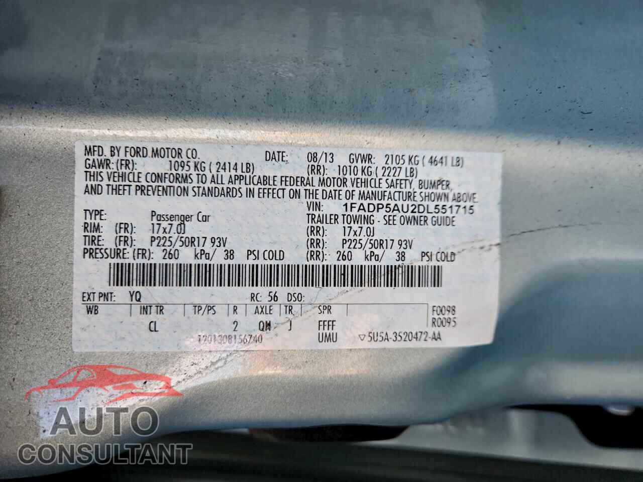 FORD CMAX 2013 - 1FADP5AU2DL551715