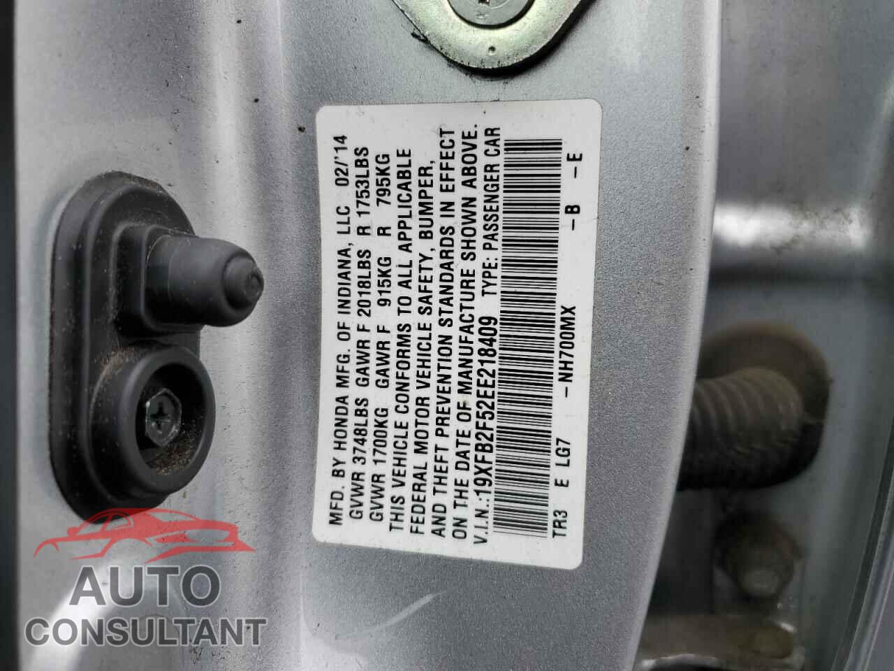 HONDA CIVIC 2014 - 19XFB2F52EE218409