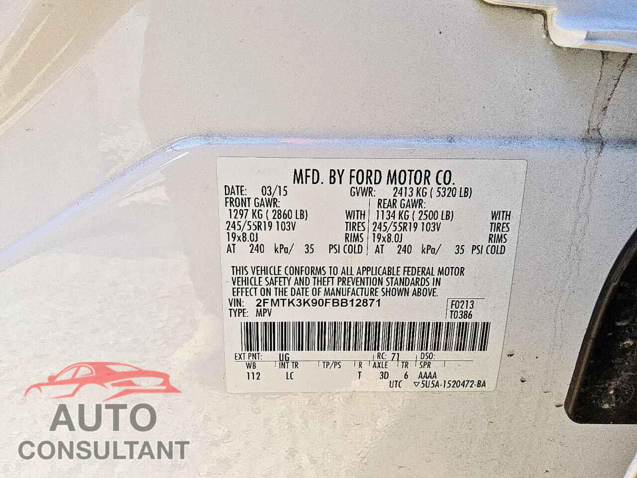 FORD EDGE 2015 - 2FMTK3K90FBB12871