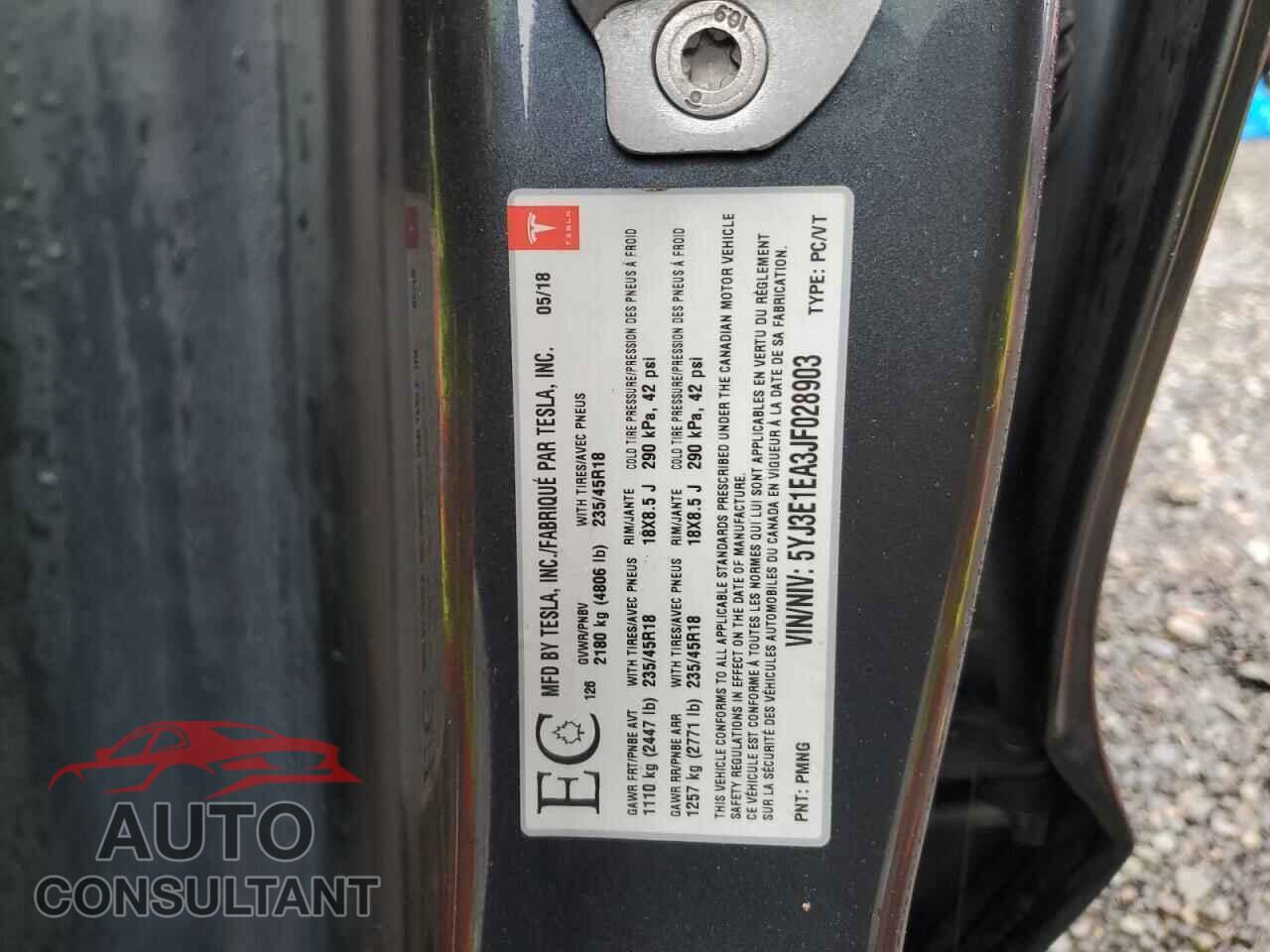 TESLA MODEL 3 2018 - 5YJ3E1EA3JF028903