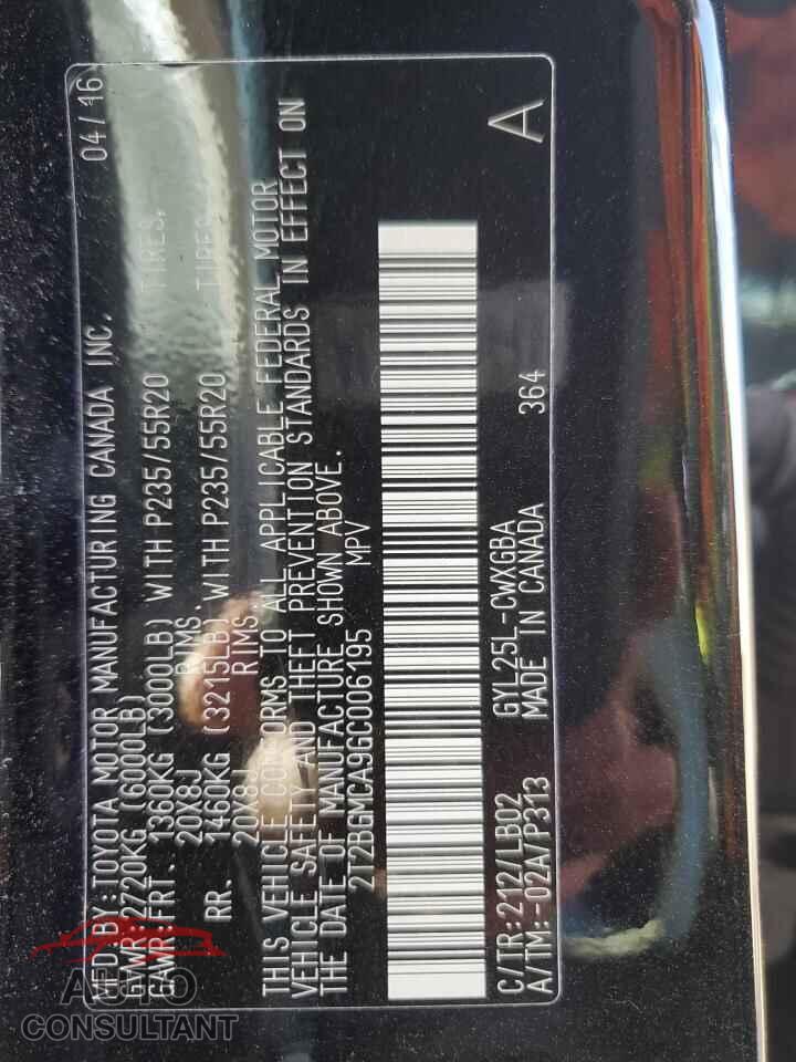 LEXUS RX450 2016 - 2T2BGMCA9GC006195