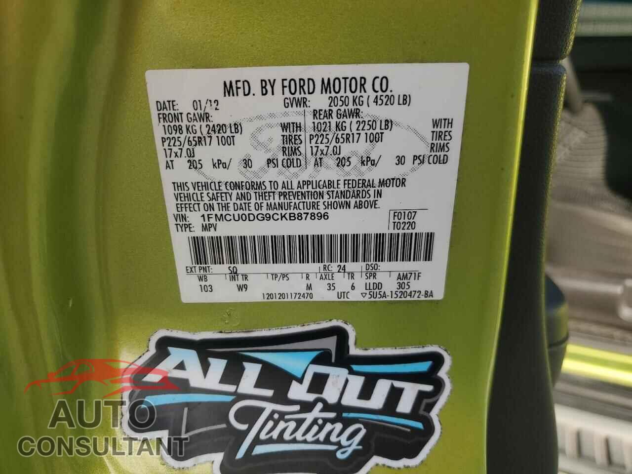 FORD ESCAPE 2012 - 1FMCU0DG9CKB87896