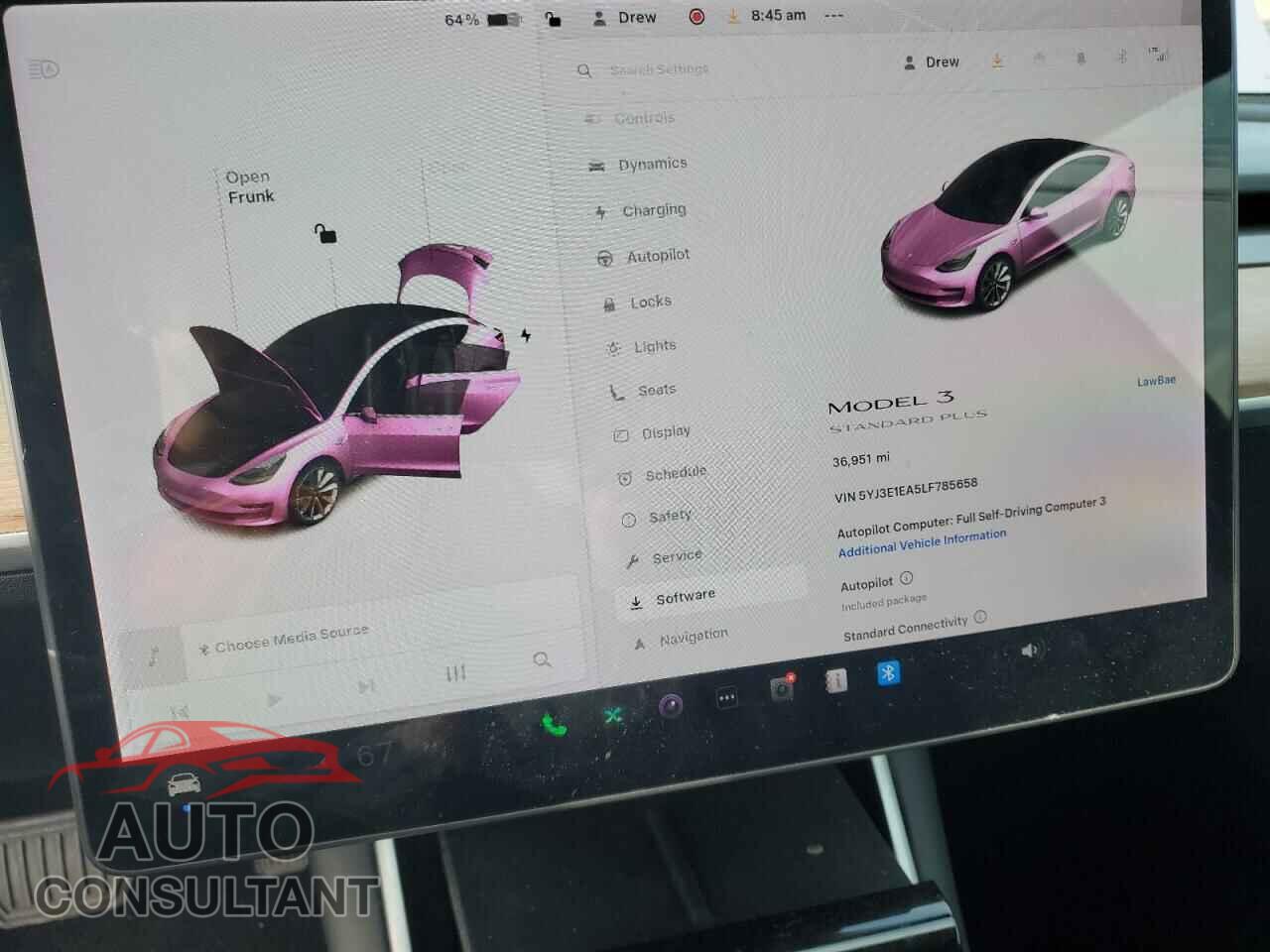 TESLA MODEL 3 2020 - 5YJ3E1EA5LF785658
