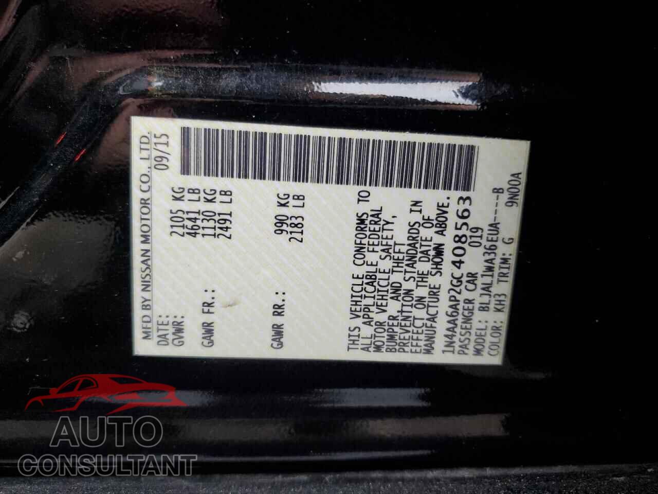 NISSAN MAXIMA 2016 - 1N4AA6AP2GC408563