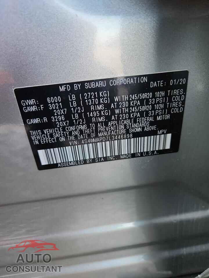SUBARU ASCENT 2020 - 4S4WMAPD7L3446898
