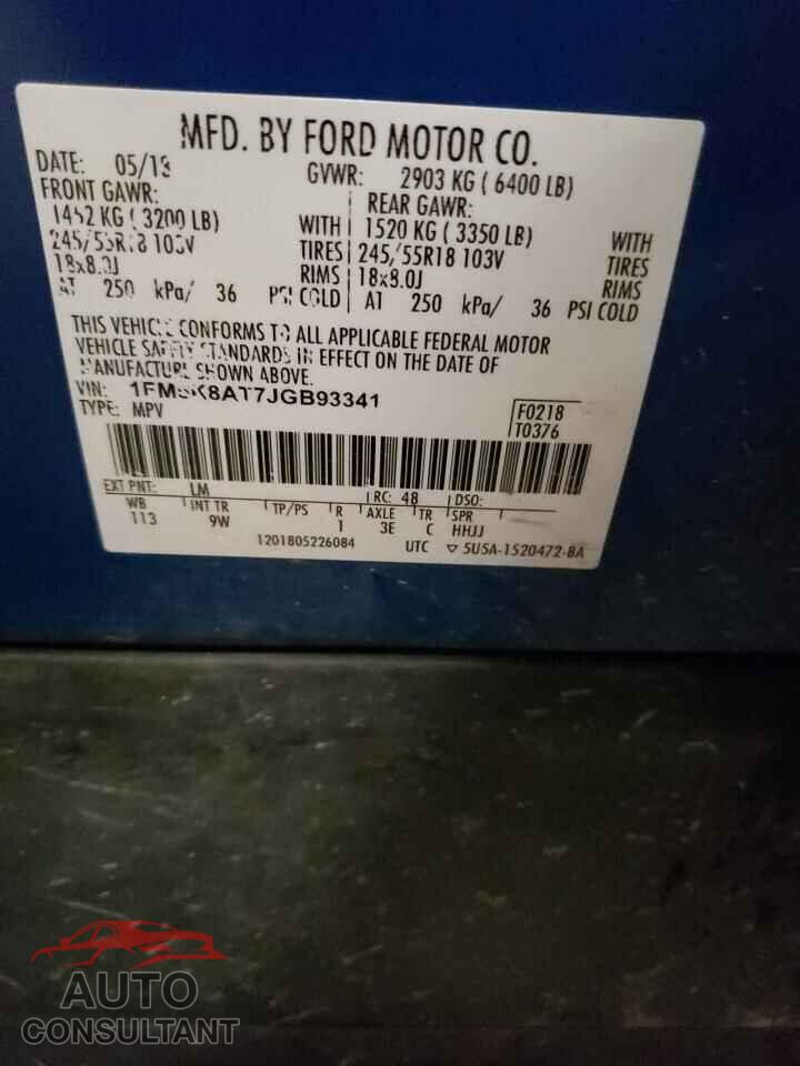 FORD EXPLORER 2018 - 1FM5K8AT7JGB93341