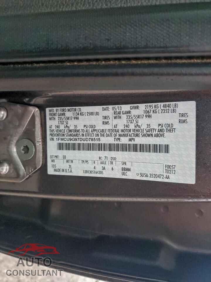 FORD ESCAPE 2013 - 1FMCU9G97DUD78515