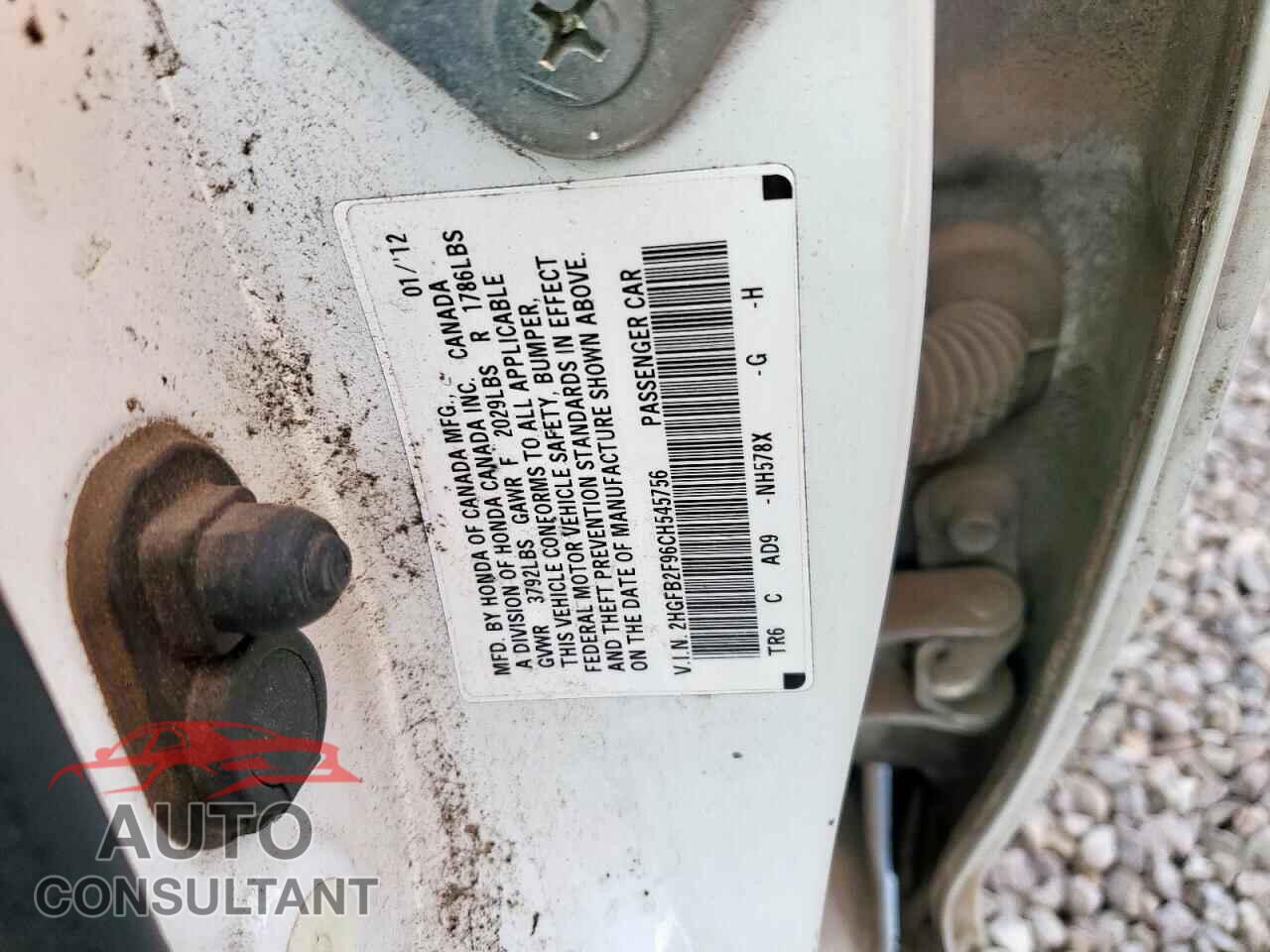 HONDA CIVIC 2012 - 2HGFB2F96CH545756