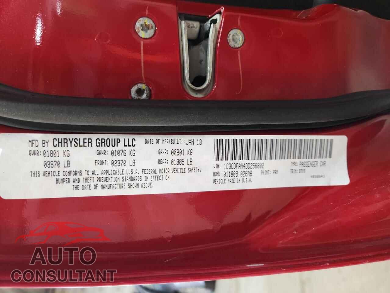 DODGE DART 2013 - 1C3CDFAH4DD256802