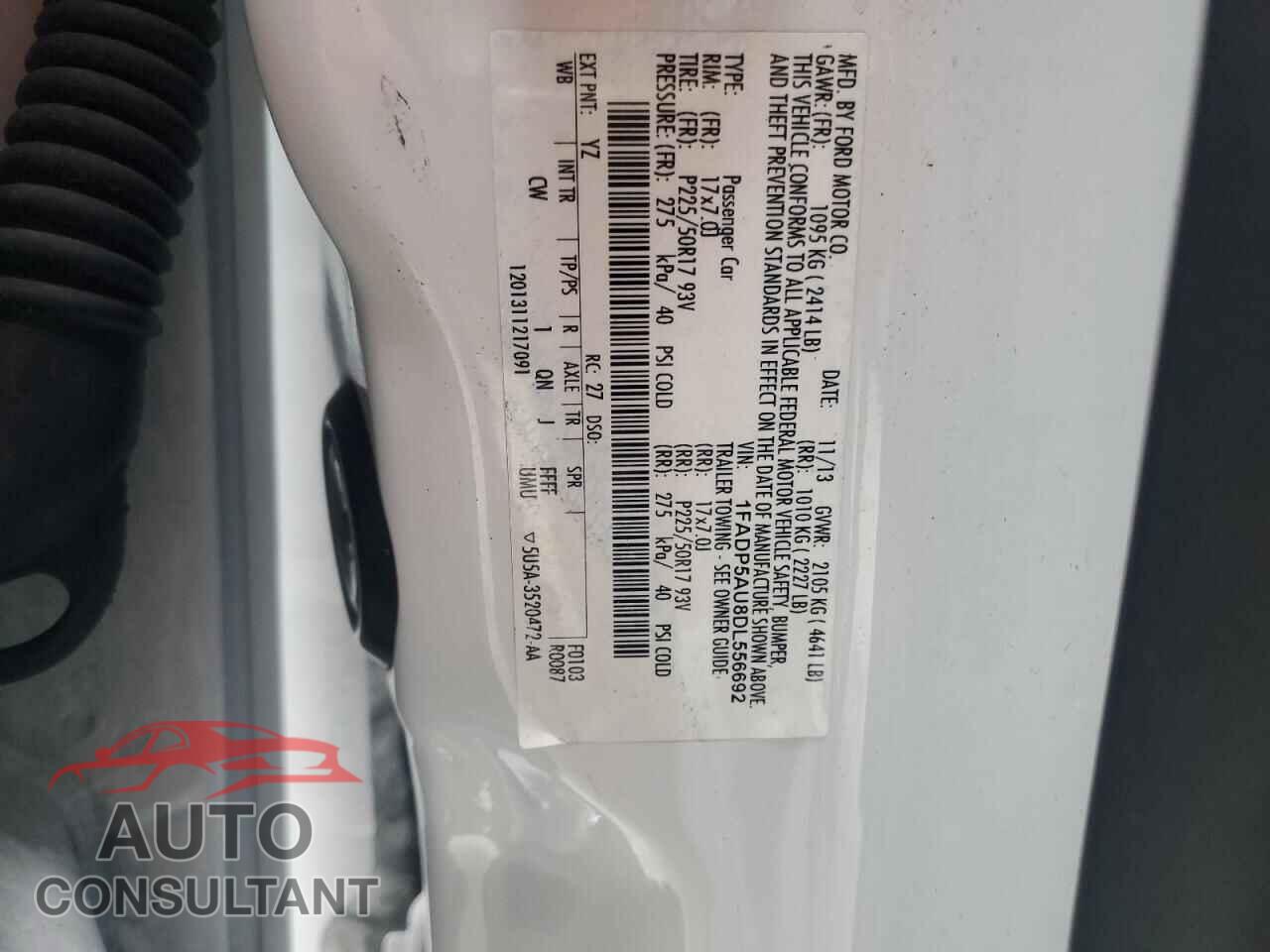 FORD CMAX 2013 - 1FADP5AU8DL556692