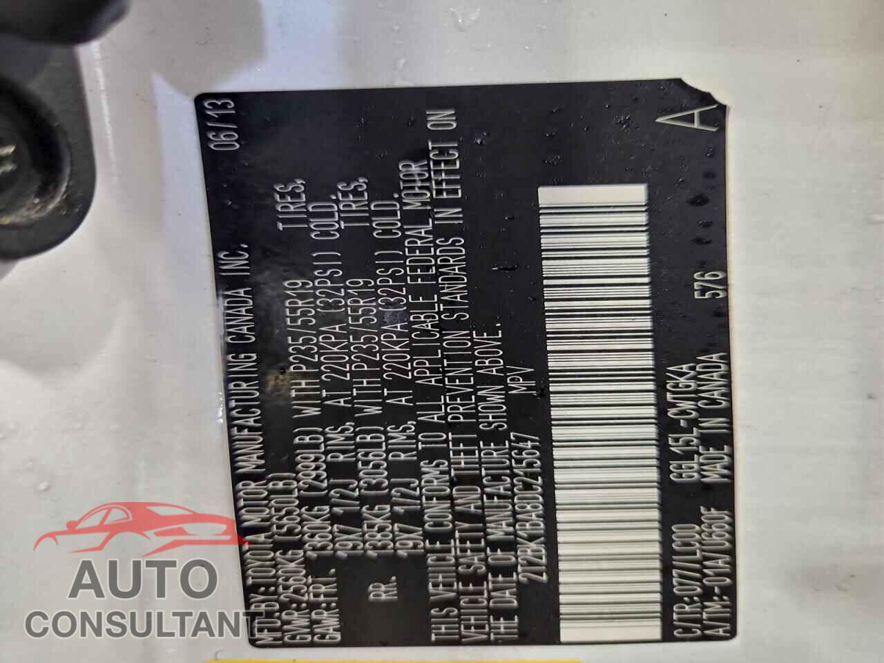 LEXUS RX350 2013 - 2T2BK1BA8DC215647