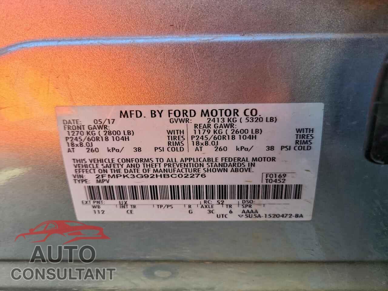 FORD EDGE 2017 - 2FMPK3G92HBC02276