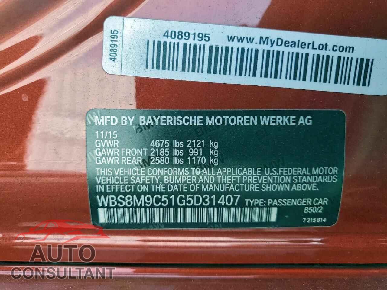 BMW M3 2016 - WBS8M9C51G5D31407