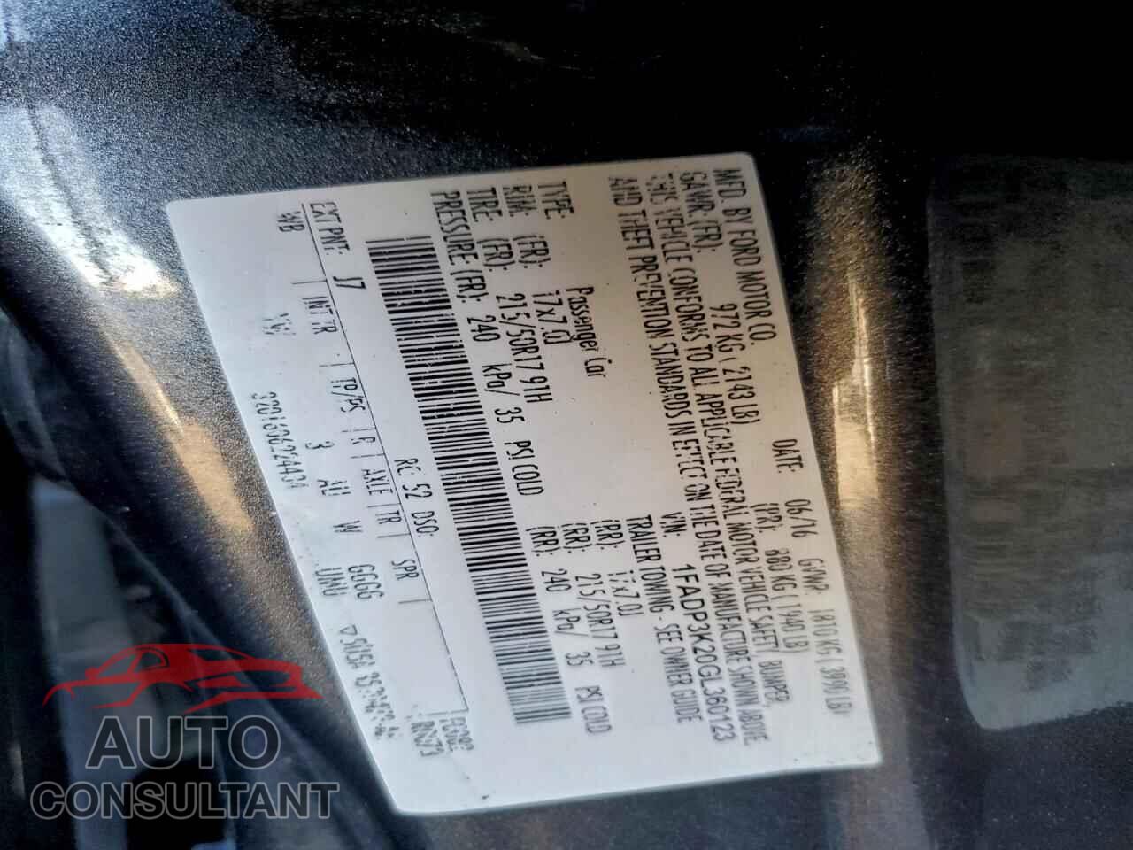 FORD FOCUS 2016 - 1FADP3K20GL360123