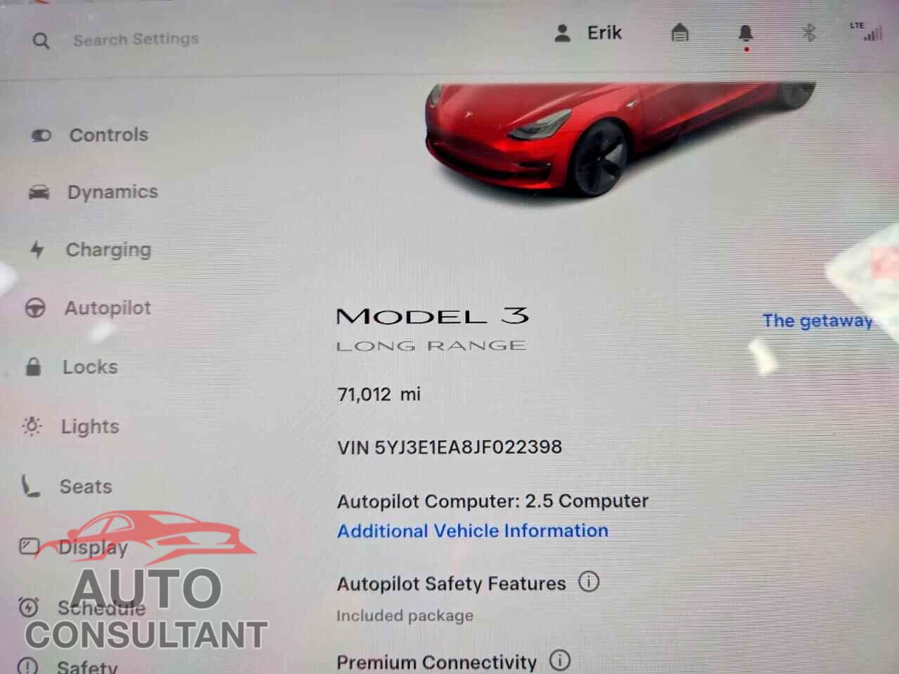 TESLA MODEL 3 2018 - 5YJ3E1EA8JF022398