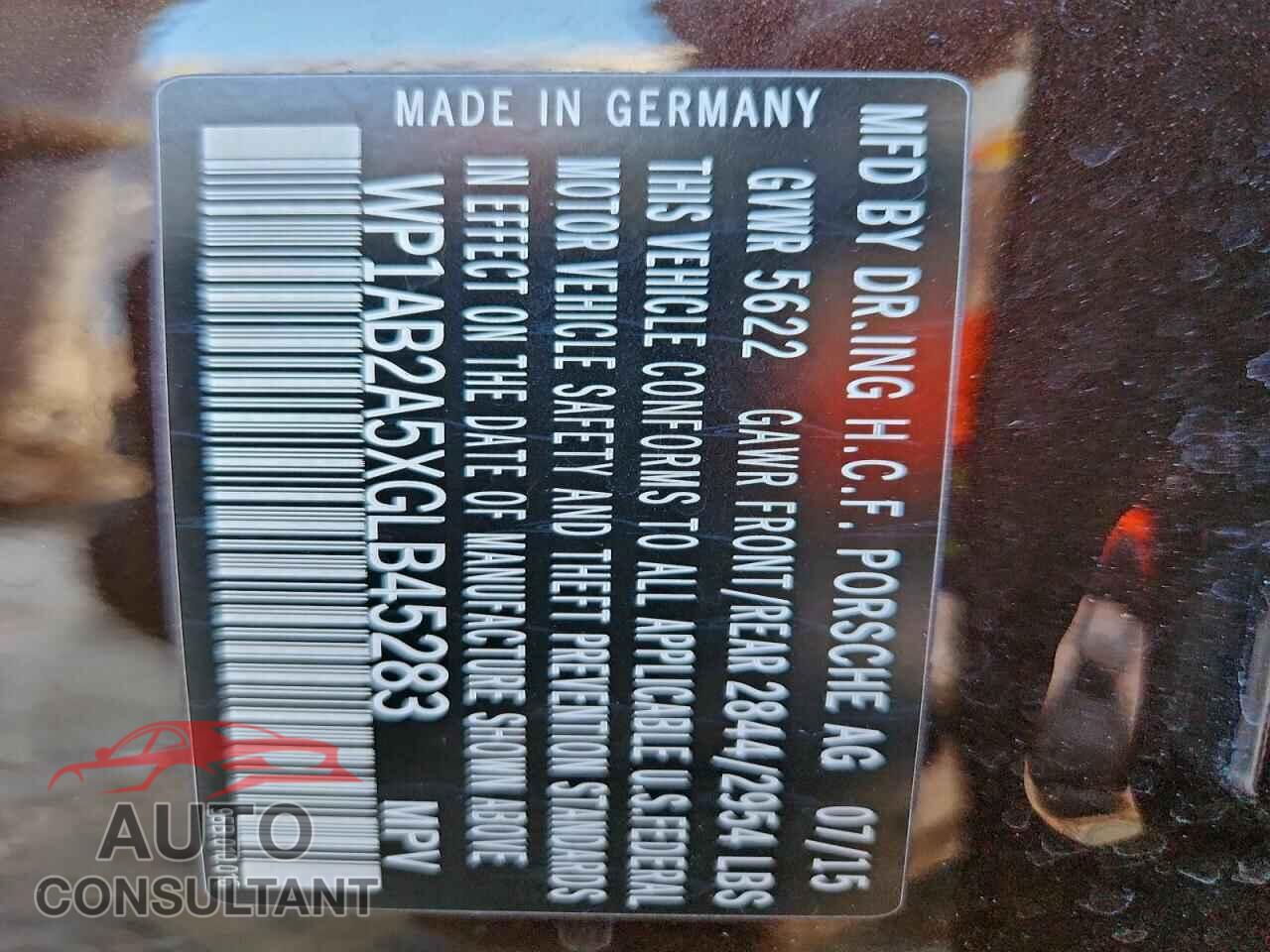 PORSCHE MACAN 2016 - WP1AB2A5XGLB45283
