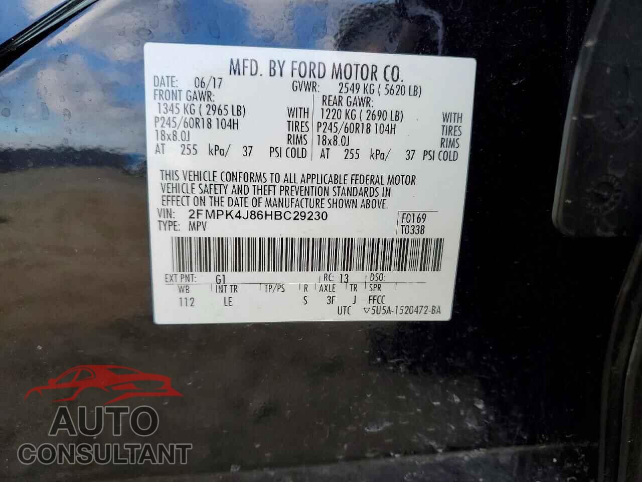 FORD EDGE 2017 - 2FMPK4J86HBC29230