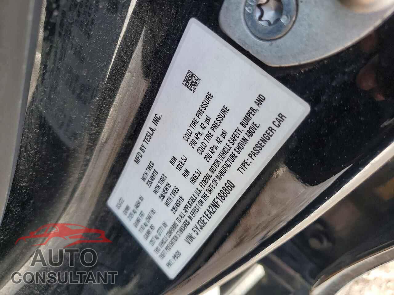 TESLA MODEL 3 2022 - 5YJ3E1EA2NF188860