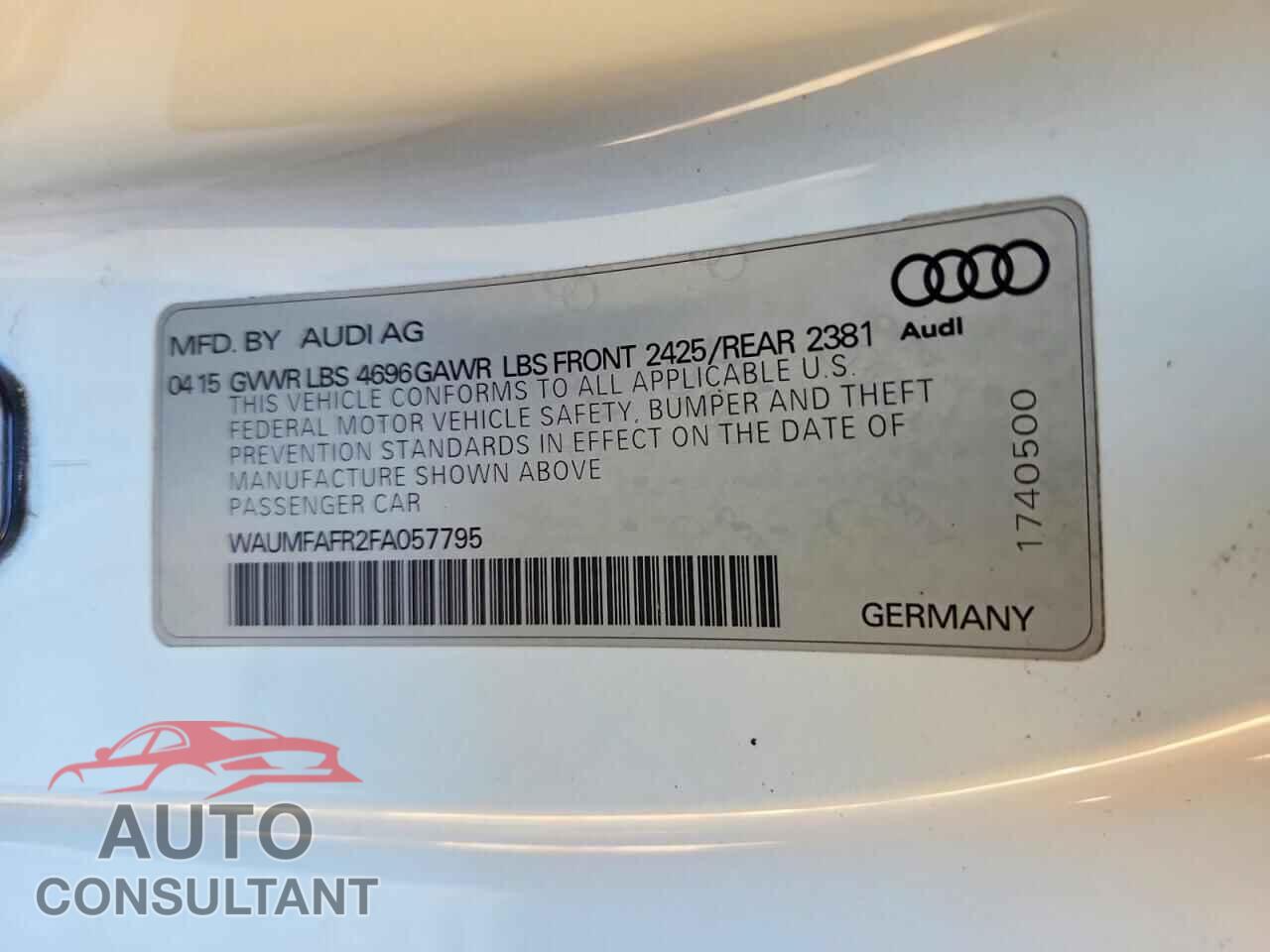 AUDI A5 2015 - WAUMFAFR2FA057795