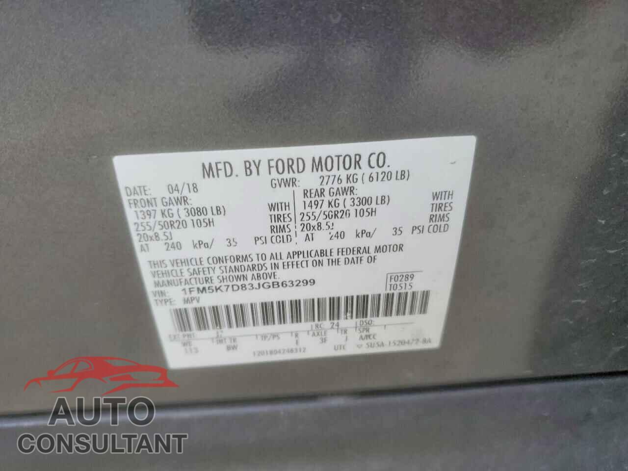 FORD EXPLORER 2018 - 1FM5K7D83JGB63299