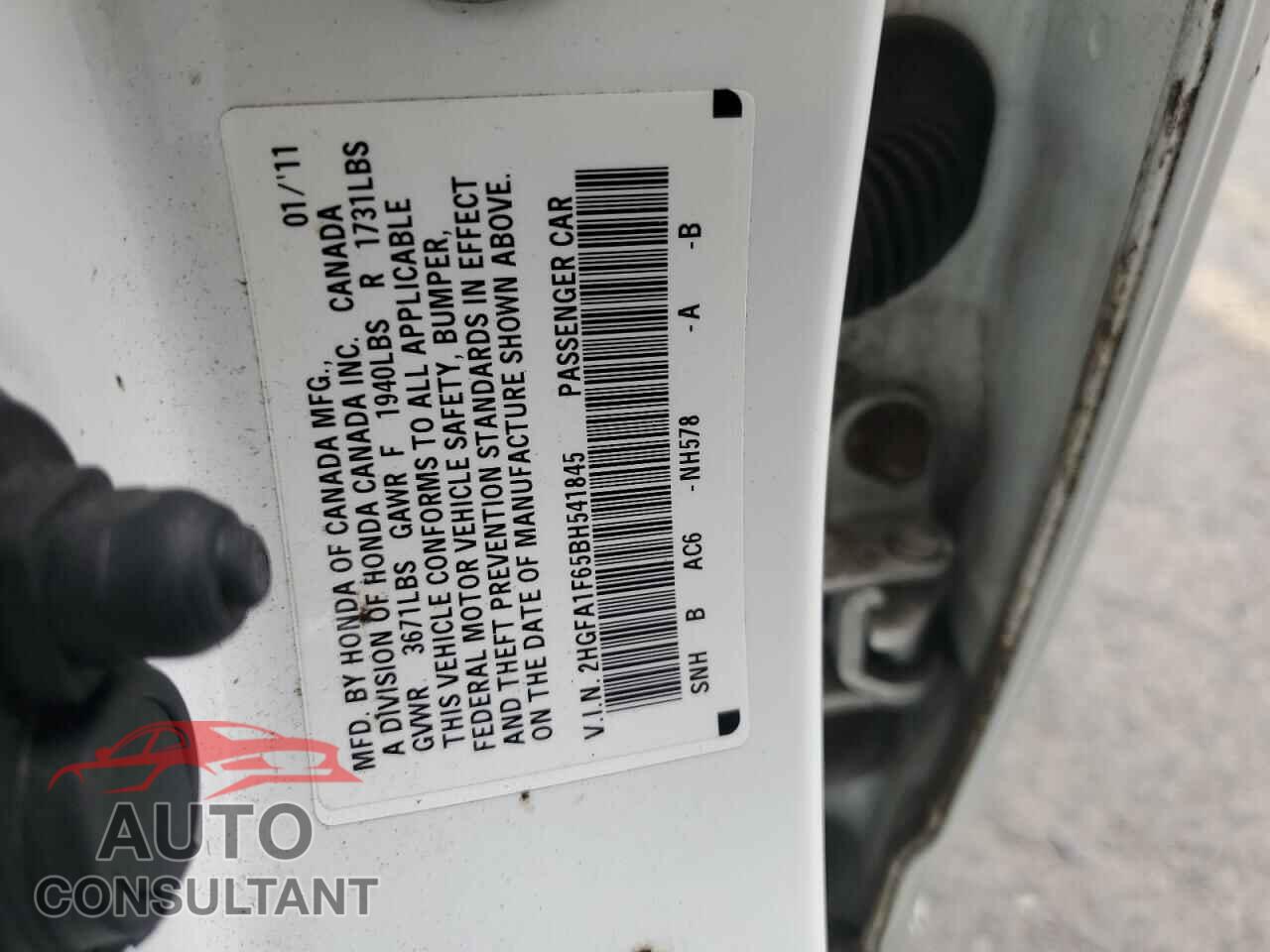 HONDA CIVIC 2011 - 2HGFA1F65BH541845