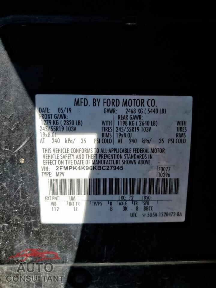 FORD EDGE 2019 - 2FMPK4K96KBC27945