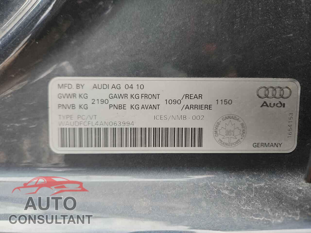 AUDI A4 2010 - WAUDFCFL4AN063994