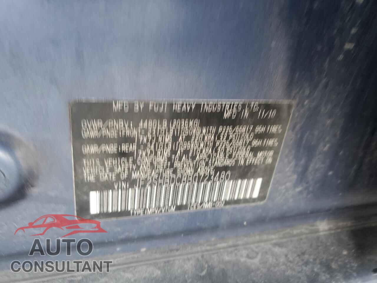 SUBARU FORESTER 2011 - JF2SHBDC8BG723480