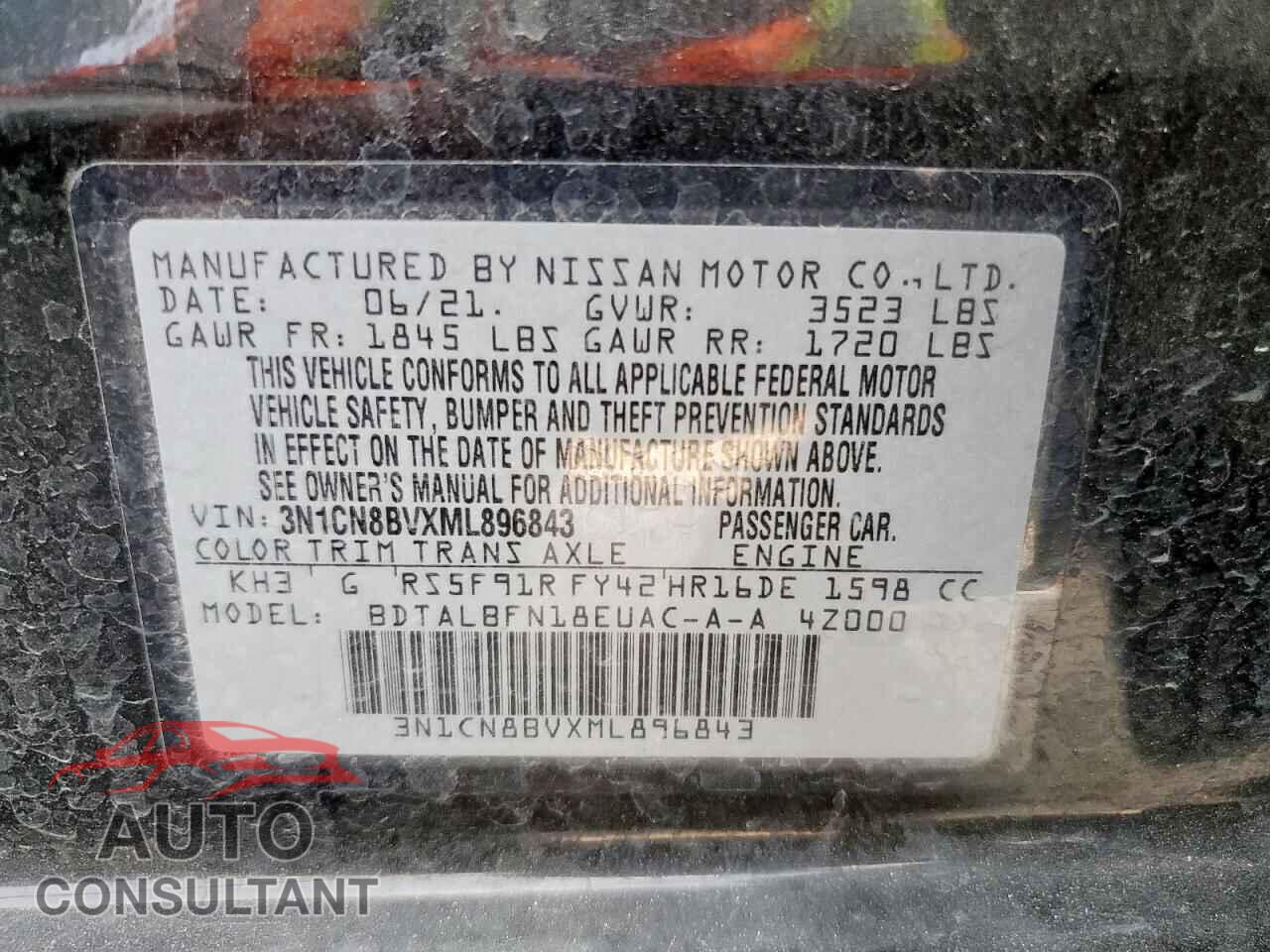 NISSAN VERSA 2021 - 3N1CN8BVXML896843