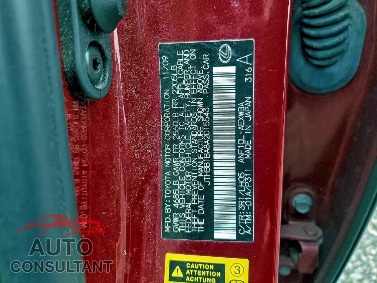 LEXUS HS 2010 - JTHBB1BA8A2015543
