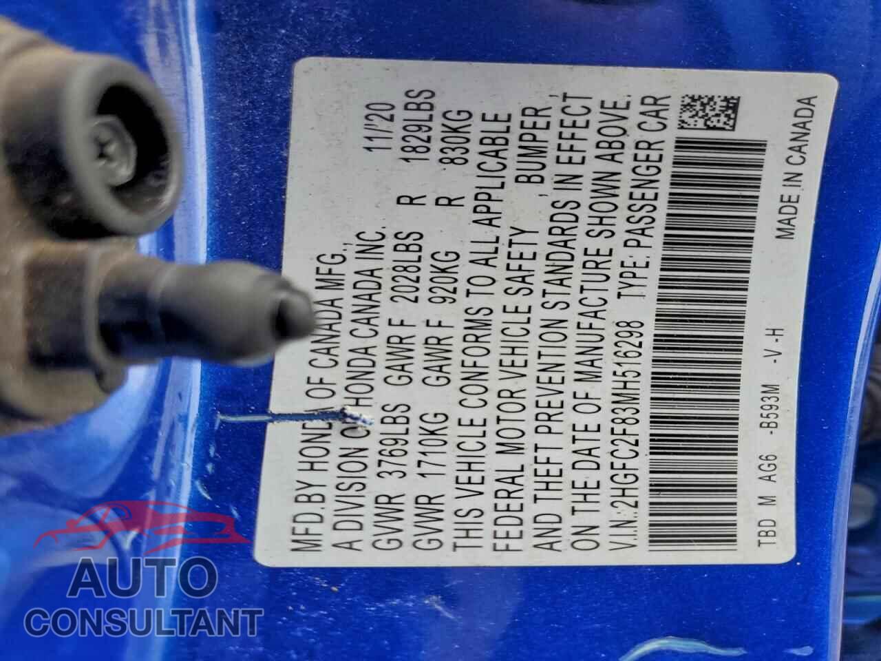 HONDA CIVIC 2021 - 2HGFC2F83MH516298