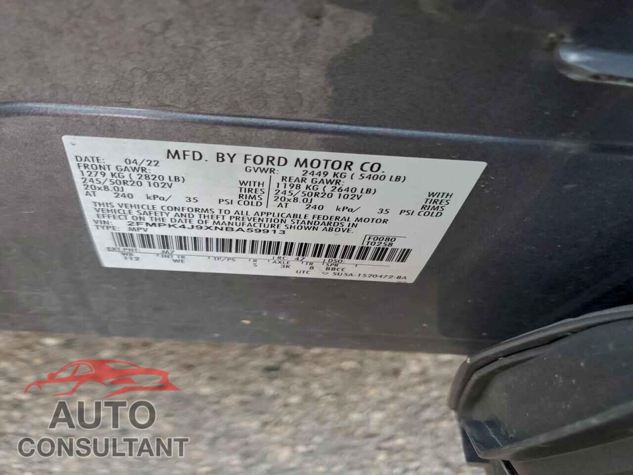 FORD EDGE 2022 - 2FMPK4J9XNBA59913
