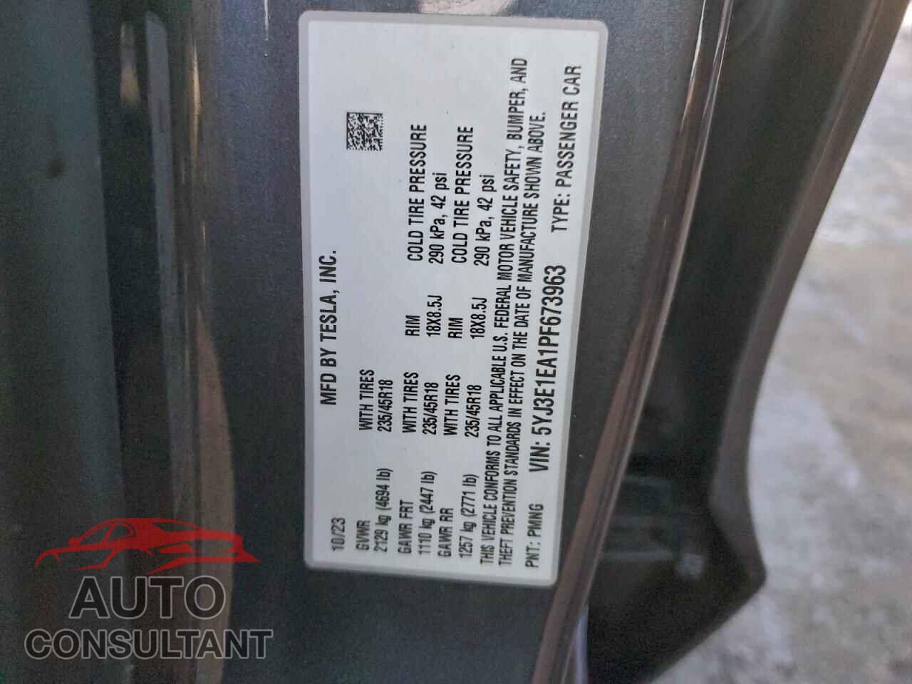 TESLA MODEL 3 2023 - 5YJ3E1EA1PF673963