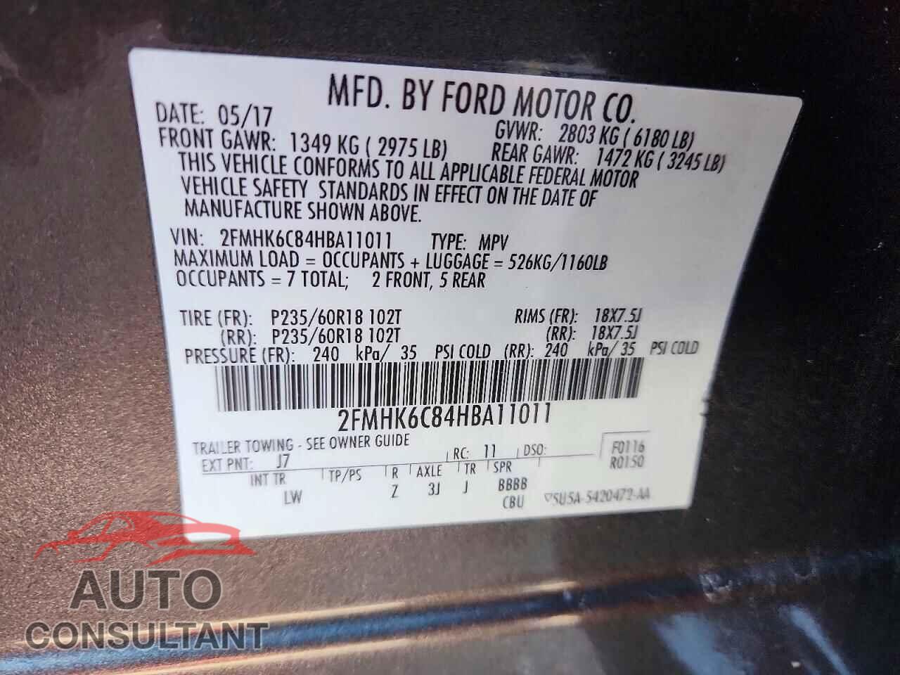 FORD FLEX 2017 - 2FMHK6C84HBA11011