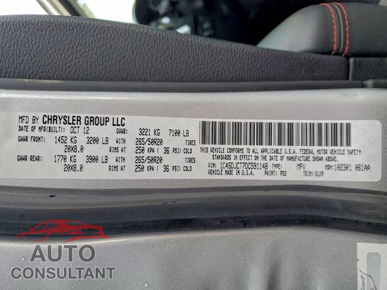 DODGE DURANGO 2013 - 1C4SDJCT7DC591148