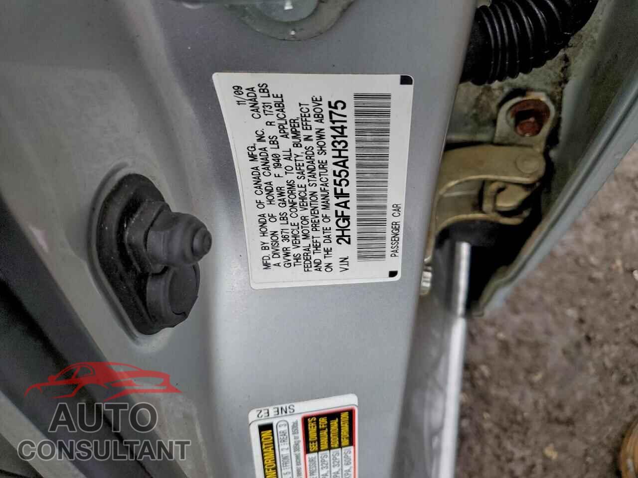 HONDA CIVIC 2010 - 2HGFA1F55AH314175