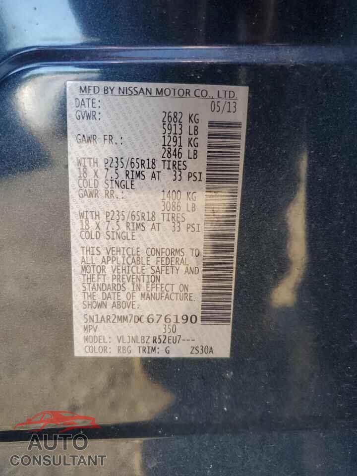 NISSAN PATHFINDER 2013 - 5N1AR2MM7DC676190