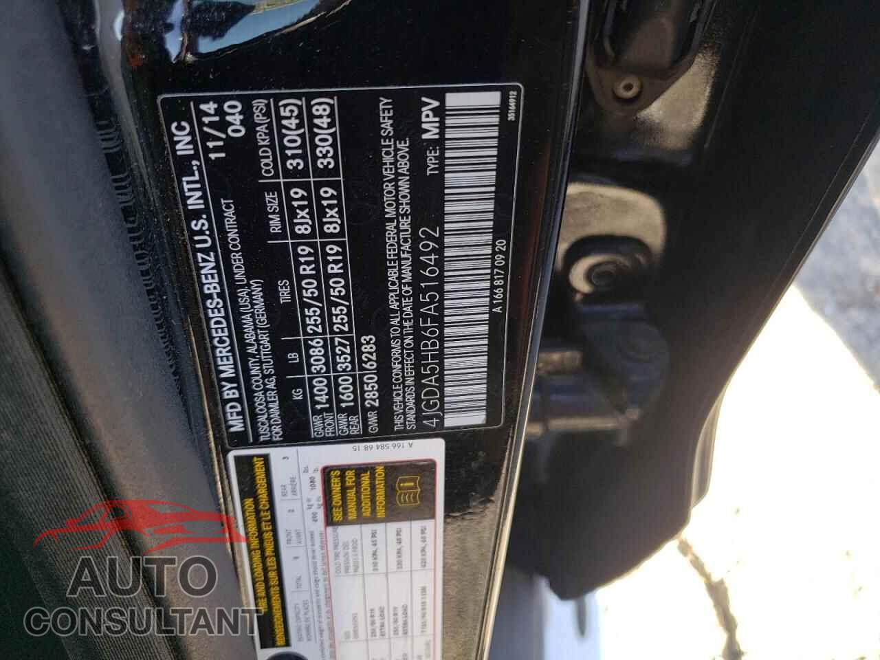 MERCEDES-BENZ M-CLASS 2015 - 4JGDA5HB6FA516492