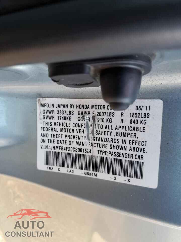 HONDA CIVIC 2012 - JHMFB4F20CS001824