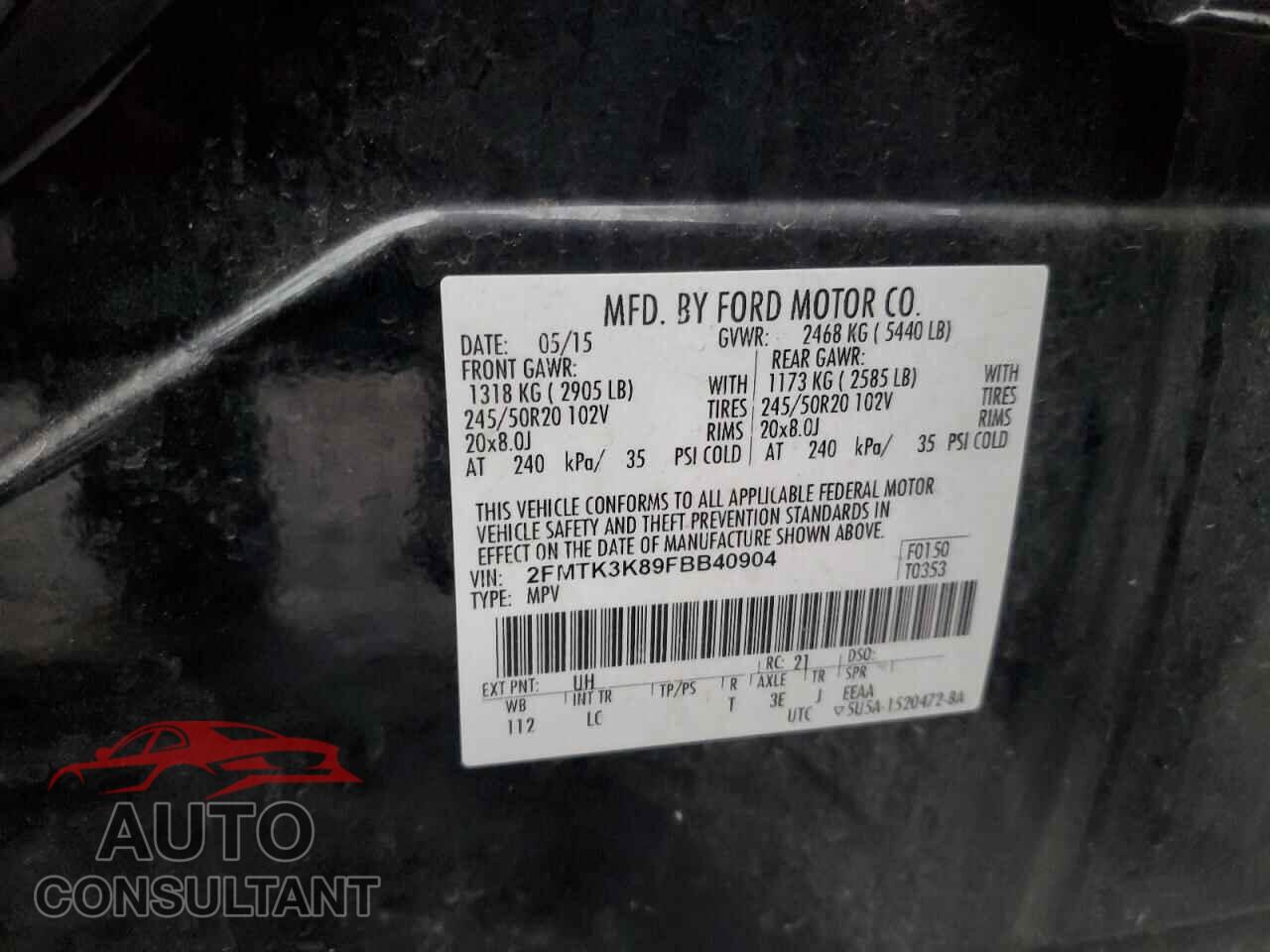 FORD EDGE 2015 - 2FMTK3K89FBB40904