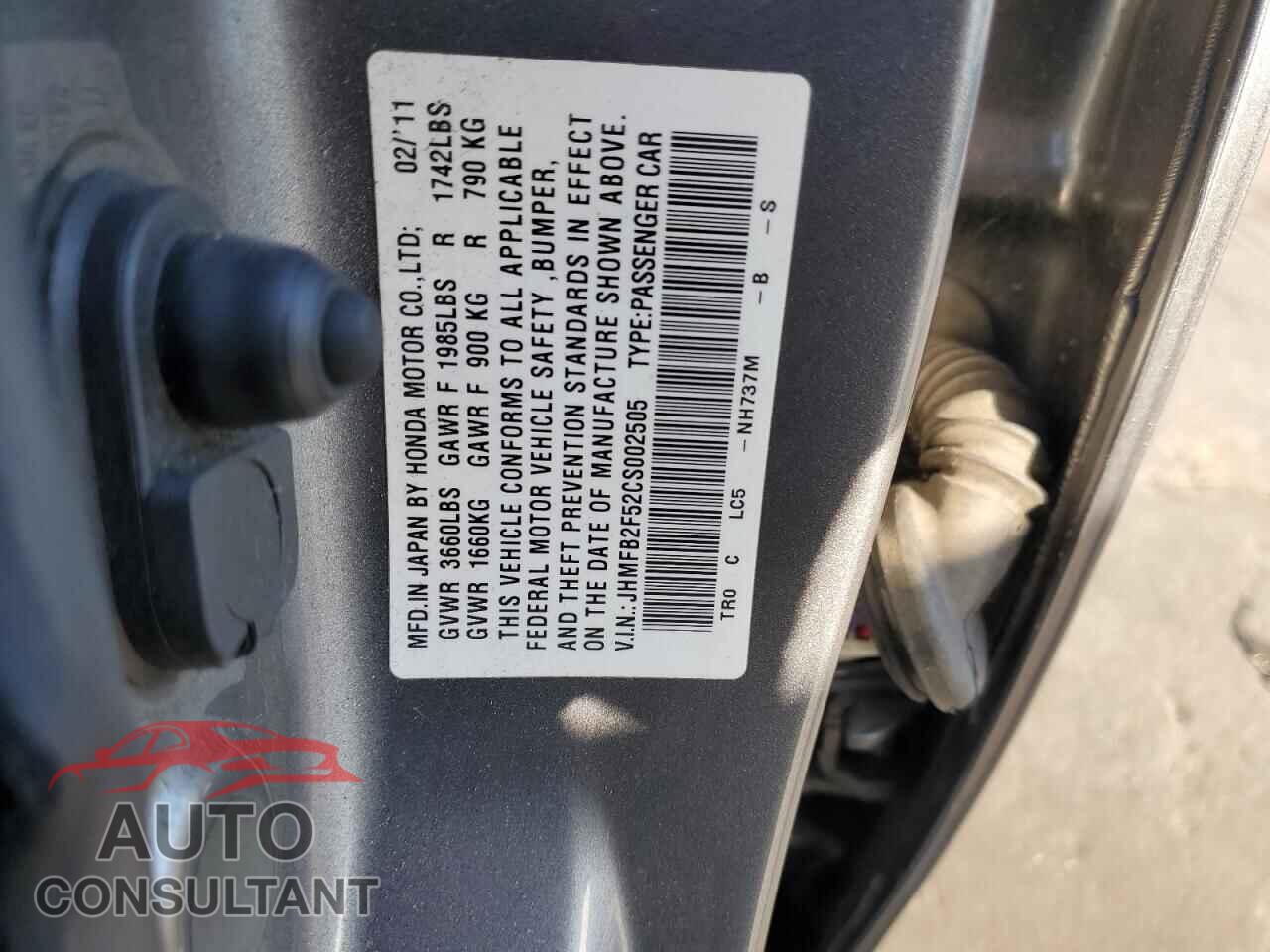 HONDA CIVIC 2012 - JHMFB2F52CS002505