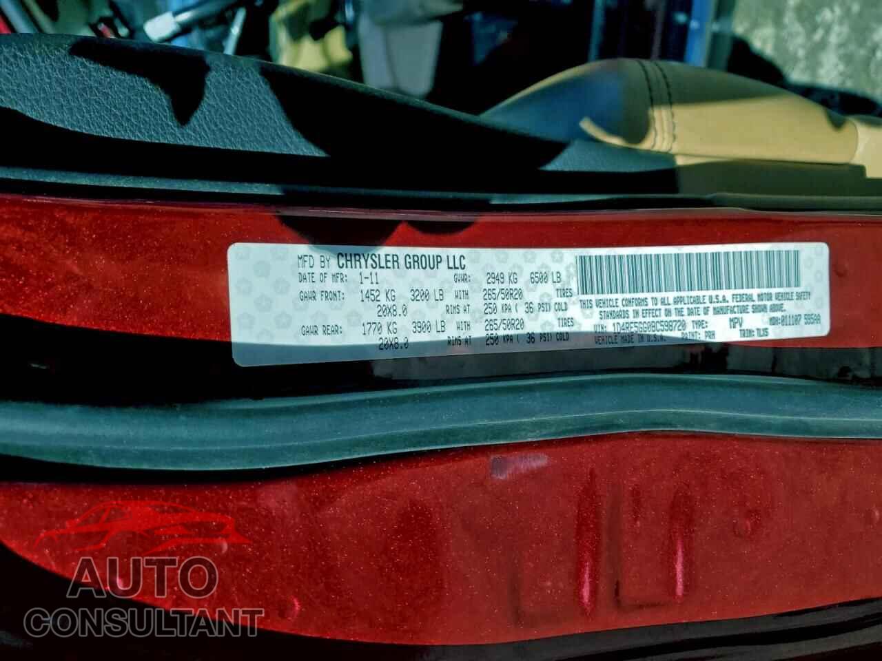 DODGE DURANGO 2011 - 1D4RE5GG0BC598720