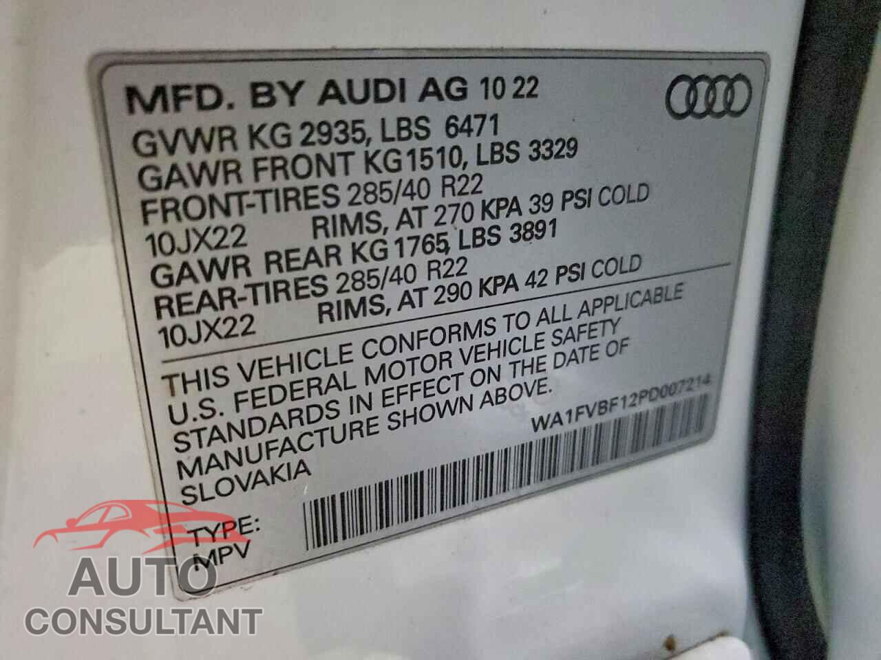 AUDI Q8 2023 - WA1FVBF12PD007214